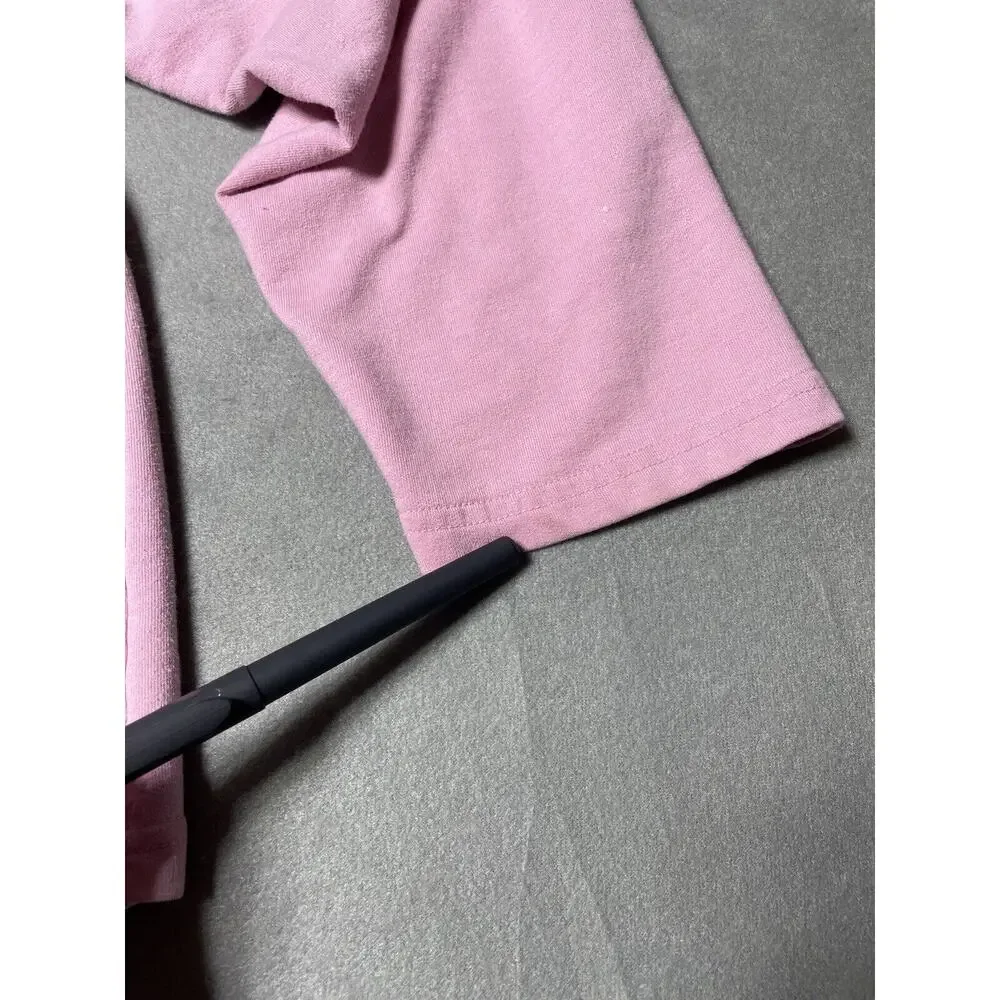 Womens XL Pink Embroidered Shirt 3/4 Sleeves Grandma Cottage Core Floral Cropped
